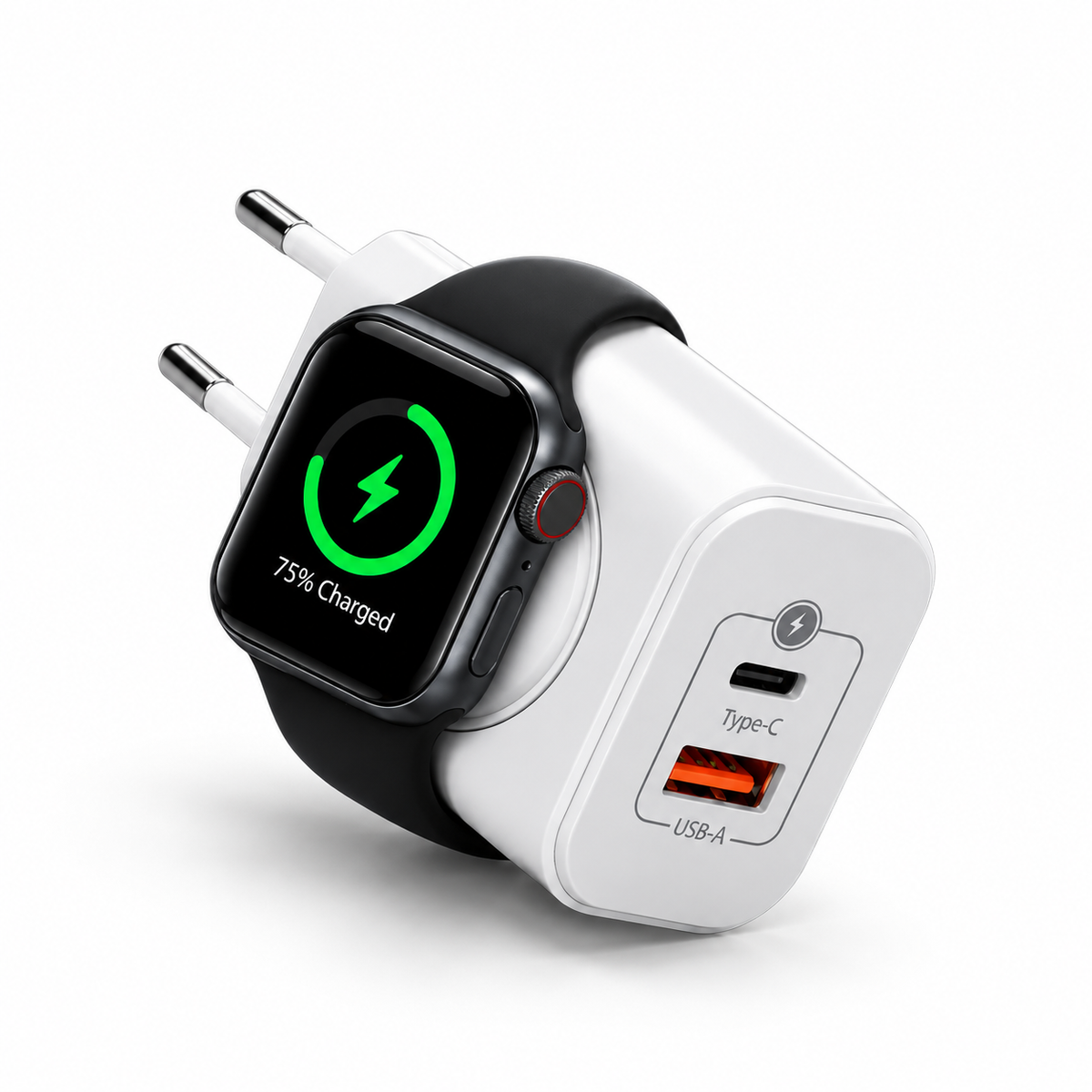 VoltFusion Pulse charging an Apple Watch and a phone together