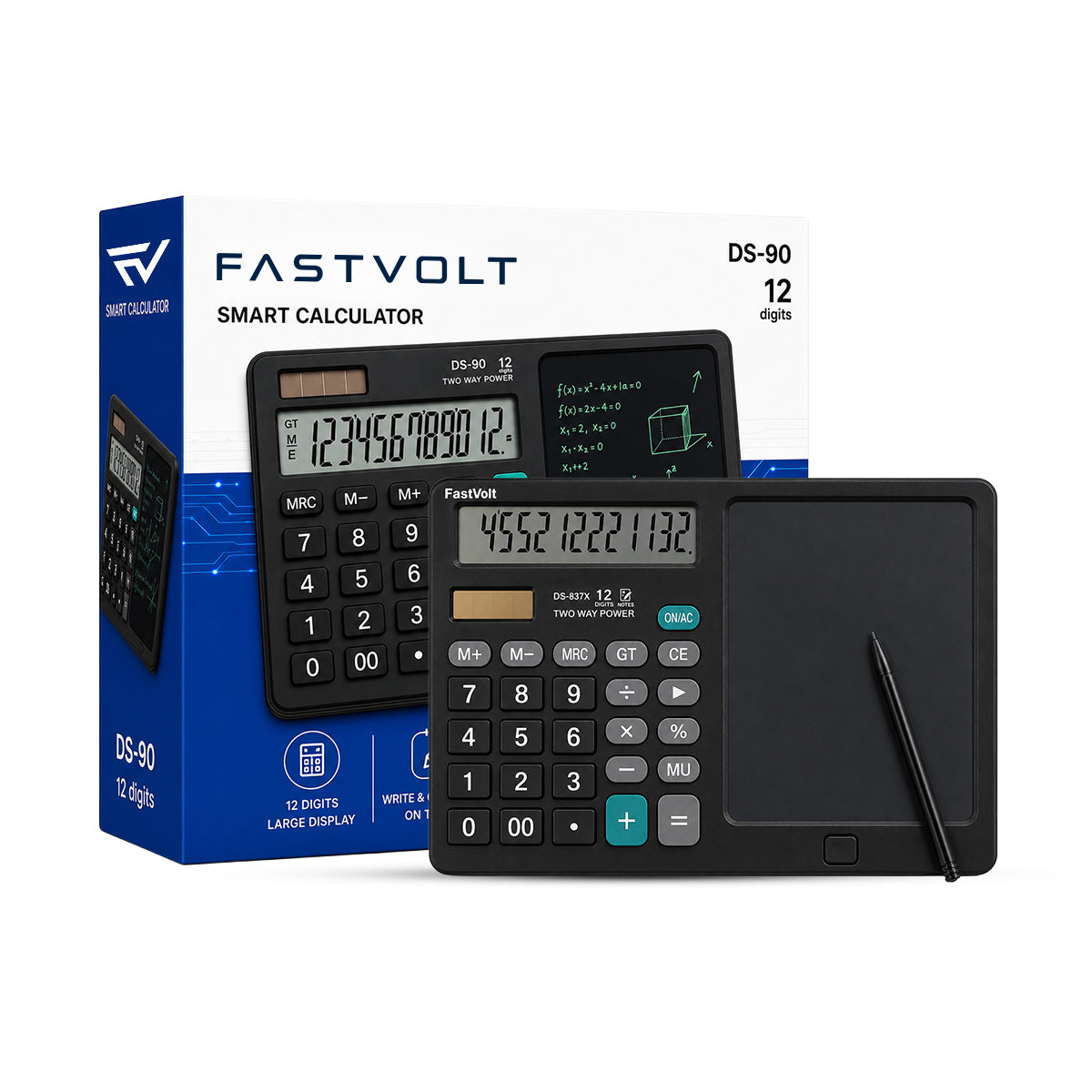 VoltNote X calculator with LCD writing pad by FastVolt