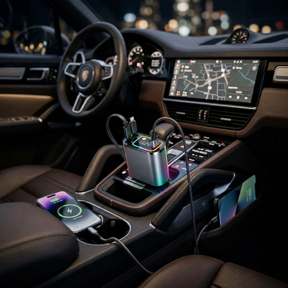 Drivo retractable car charger with RGB ambient light