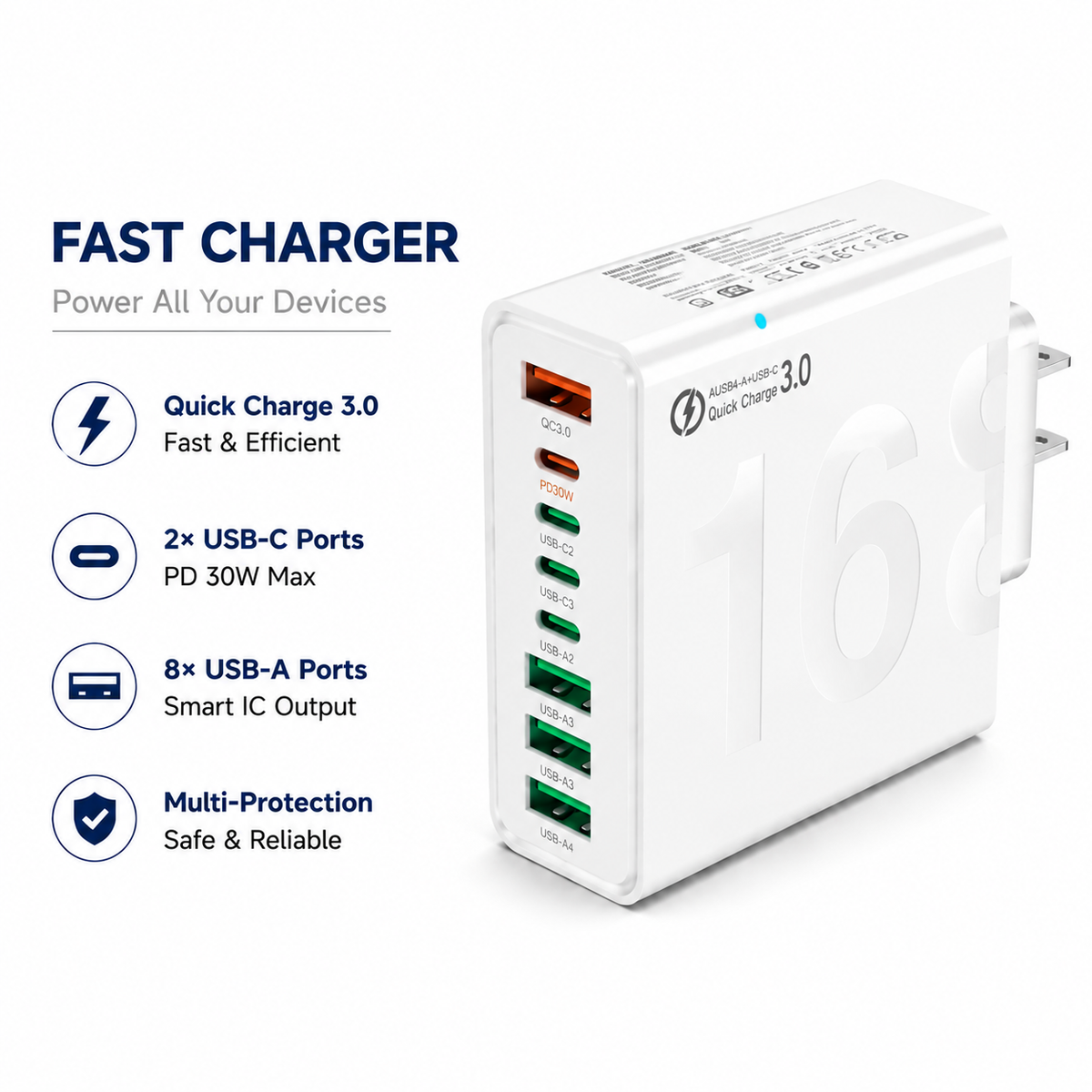 FastVolt 8-port charger replacing multiple adapters