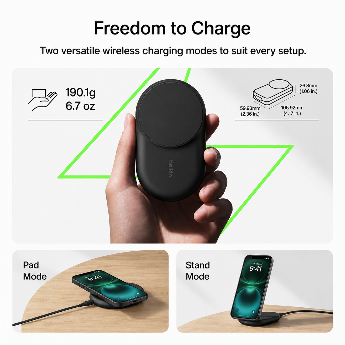 MagFold Pro foldable wireless charger on a bedside table