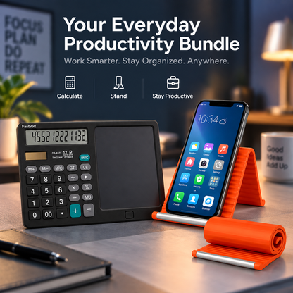 FastVolt Study Desk Duo calculator writing pad and phone stand
