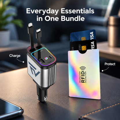 FastVolt car charger and RFID card holder gift box