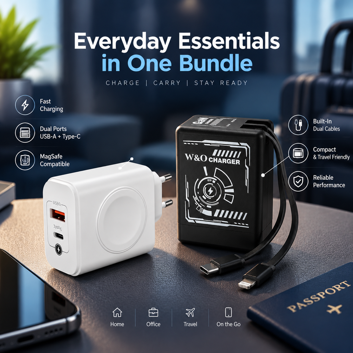 FastVolt GaN charger and 3-in-1 wireless charger bundle