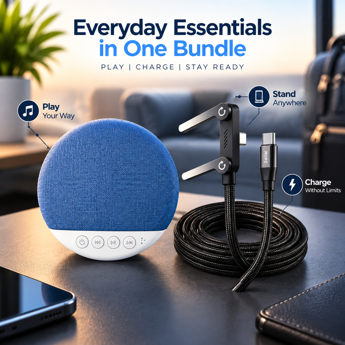 FastVolt pillow speaker and 240W cable gift set
