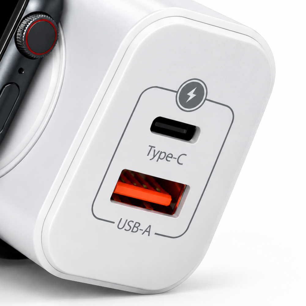VoltFusion Pulse compact 3-way wall charger for travel