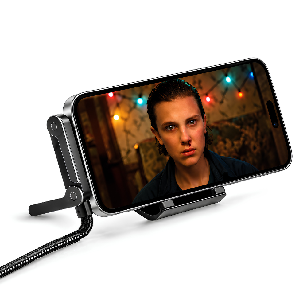 FlexDock charging cable with stand for video calls and videos