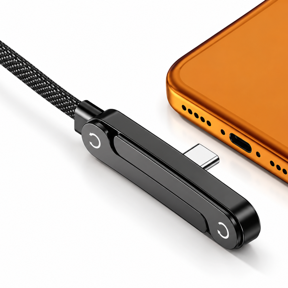 FlexDock Type-C cable with adjustable phone stand for hands-free viewing
