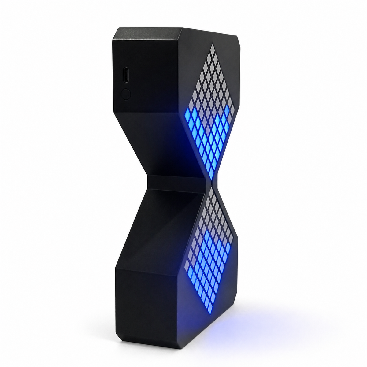 GravityLoop pixel hourglass desk gadget with glowing LED pixels