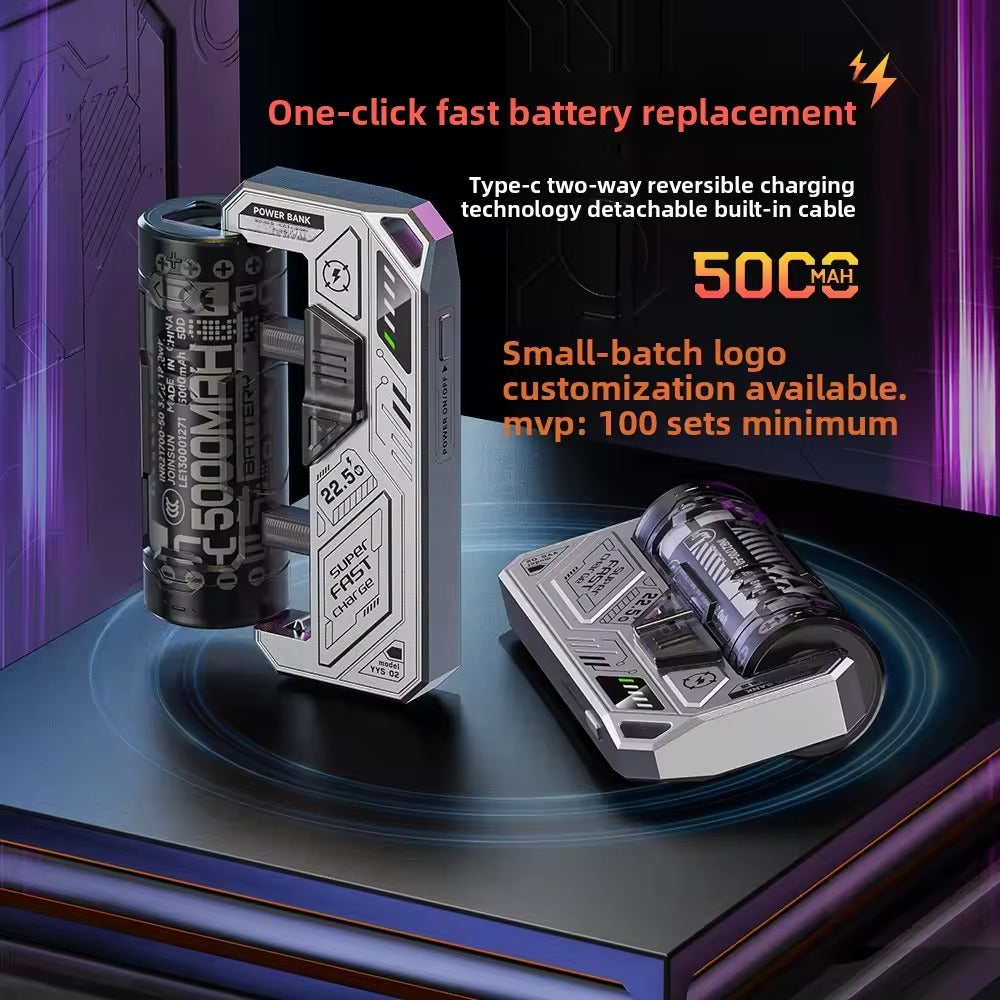 FastVolt power bank with one-click battery replacement