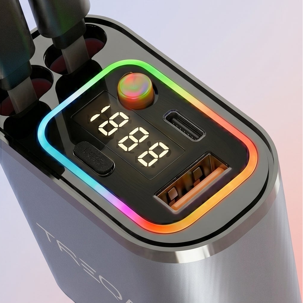 Drivo retractable car charger, metallic finish